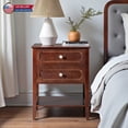 thumbnail image 2 of Hassch Rustic Nightstand with 2 Drawers & Shelf, Farmhouse Style Wood Bedside Table, 22"L x 15.3"W x 27.9"H, Brown, 2 of 8