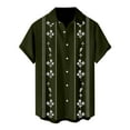 thumbnail image 4 of YDDIAN Mens Short Sleeve Guayabera Shirts Linen Cotton Button Down Mexican Embroidered Cuban Wedding Shirt Summer Tops Army Green XXL, 4 of 4
