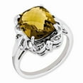 thumbnail image 1 of Sterling Silver RH-plated Checker-Cut Whiskey Quartz & Diamond Ring - Size 7, 1 of 1