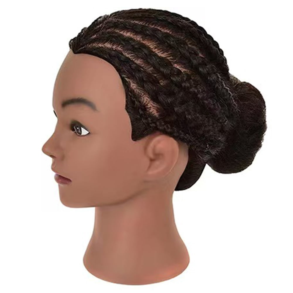 Mannequin Head with Human Hair with Stand for Hairdresser Practice Cosmetology Manikin Doll Training Head Braiding Styling Coloring Cutting Updos Display