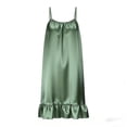 thumbnail image 5 of Xdegoge Satin Nightgowns for Women Spaghetti Strap Backless Nightgown Silk Slip Chemise Ruffle Hem Loose Loungewear Sleeveless Camisole Gown Crew Neck Sleep Dress, 5 of 8