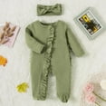 thumbnail image 4 of GYRATEDREAM Newborn Infant Baby Girl Ruffle Long Sleeve Romper Jumpsuit with Headband 0-24 Months, 4 of 10