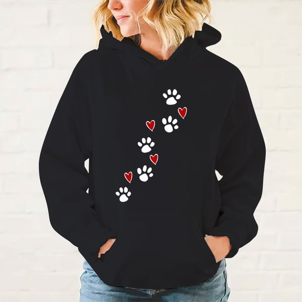 Nueva sudadera con capucha con estampado de pata de perro, otoño invierno, para mujer y hombre, sudadera con capucha estilo Harajuku, sudaderas informales holgadas de forro polar, tallas Xxs a 4Xl