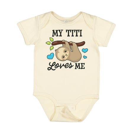 

Inktastic My Titi Loves Me with Sloth and Hearts Boys or Girls Baby Bodysuit