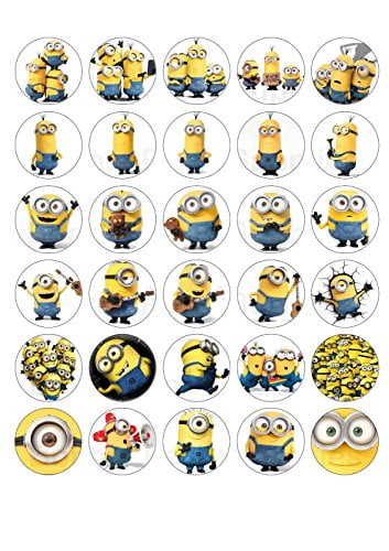 30 x Minion Despicable Me Edible  Cupcake Toppers   5 FREE