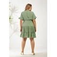 thumbnail image 3 of CASSIE LIZ Plus Size Dress For Women 5X Polka Dot V Neck Dress Green Flutter Trim Sleeves Casual Dress Flutter Trim Hem Tunic Dress Loose Fits Dress For Summer 5XL 26W 28W, 3 of 5