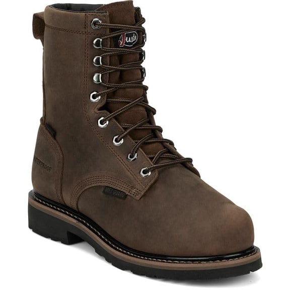 JUSTIN Boots Men's SE630 Pulley 8"" Waterproof Work Boot, 12, Whiskey Brown