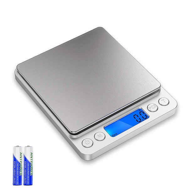 Bascula de Cocina Digital, Bascula de Alimentos Báscula Digital Multifuncional, 0.1g-3, Acero Inoxidable - Baterías Incluidas