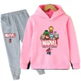 thumbnail image 3 of Sudadera con capucha y pantalones con estampado de Spiderman de Marvel para niños, 2 piezas, traje de primavera, otoño e invierno, ropa para niños y niñas, conjunto deportivo informal, 3 of 5