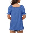 thumbnail image 4 of Camiseta de manga soplada para mujer, color puro, suelta, suave, agradable a la piel, blusa de manga corta de moda para trabajo de oficina al aire libre, 4 of 6