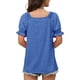 thumbnail image 4 of Blusa de oficina y exterior de manga corta, suave, holgada, de color puro y agradable para la piel - Azul XXL Camiseta de manga abullonada para mujer, 4 of 6