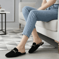 thumbnail image 6 of Decould sylf Womens Mules Flats Shoes Comfortable Suede Slip On Shoe Round Toe Dressy Casual Buckle Loafers, 6 of 6