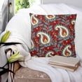 thumbnail image 3 of 24x24 Pillow Covers Set of 2, Red Boho Botanical Throw Pillow Covers Decorative Couch Cushion Case, Southwestern Retro Leaves Ethnic Tribal Microfiber Square Pillowcases for Bedroom Car Living Room, 3 of 7