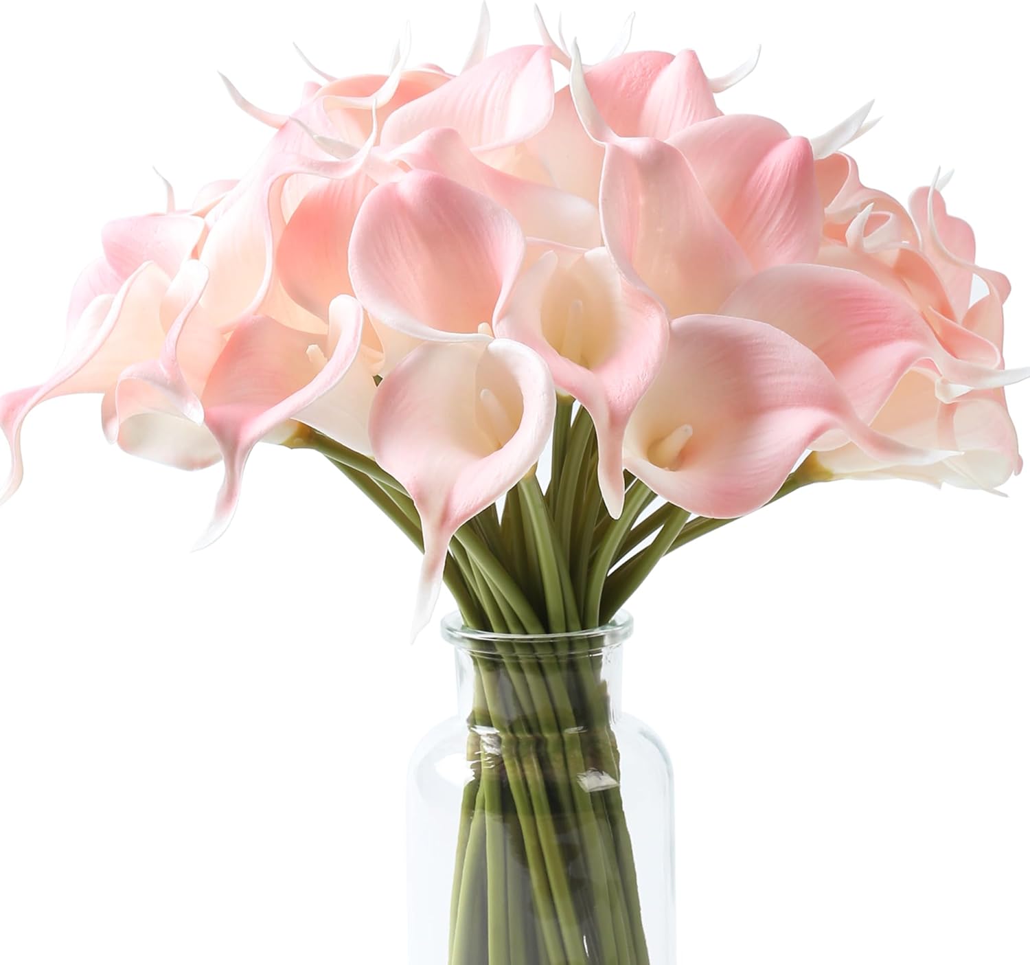 24 PCS Pink Fake Flowers Artificial Calla Lily Silk Flowers Real Touch for Mother's Day Easter Home Kitchen Decor Wedding Bouquet Office Spring Decoration