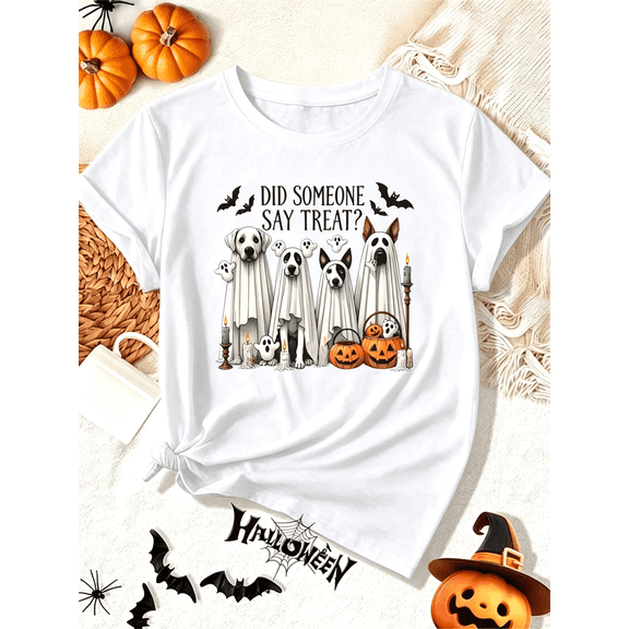 Funny Halloween Tee Did Someone Say Treat Spooky Dog Ghost Shirt