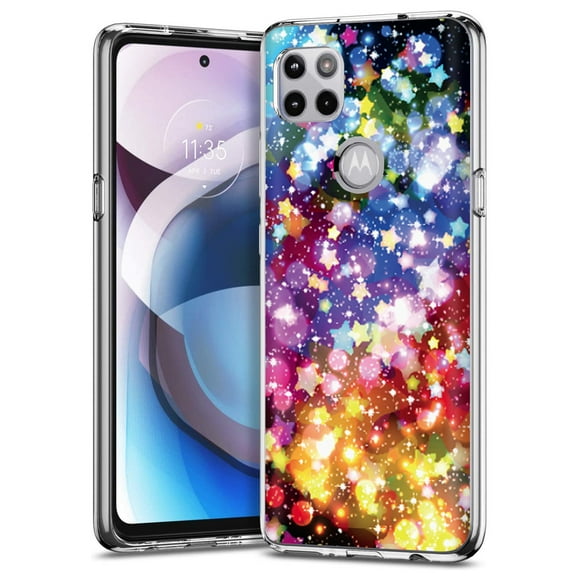 VIBECover Slim Case compatible for Motorola One 5G Ace, TOTAL Guard FLEX Tpu Cover, Galaxy Stars