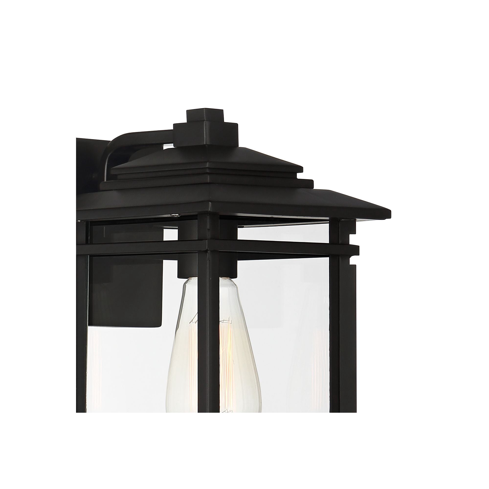 John Timberland North House Mission Outdoor Wall Light Fixtures Set of 2 Matte Black 12" Clear Glass for Post Exterior Barn Deck House Porch