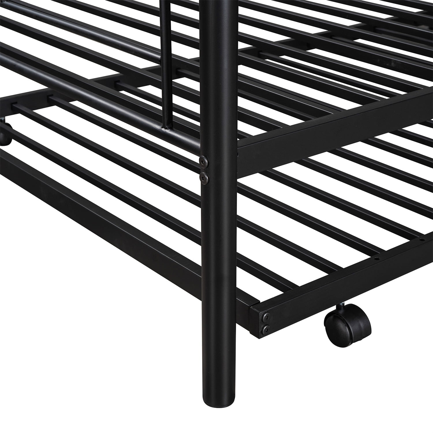 Kadyn Metal Bunk Bed, Twin-Over-Twin Bed with Trundle, Can be Divided into two beds, Modern Bunk Bed Frame for Juniors, Black