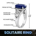 thumbnail image 3 of Birthstone Rings for Women in Stainless Steel - Gemstone Ring Size - 10 Lapis Lazuli Statement Jewelry for Her Birthday Christmas Gifts, 3 of 7