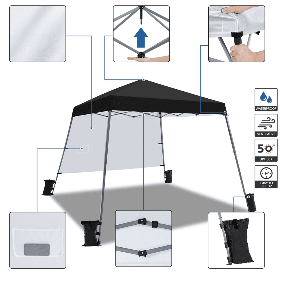 Renwick 10×10 ft Pop-up Canopy Tent w/ Side Panel, Black