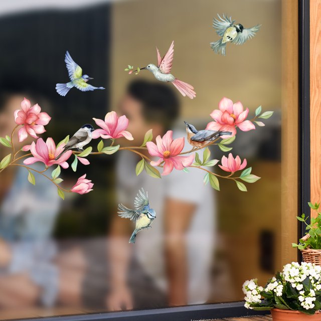 Pegatinas para ventanas: 1 impresionantes pegatinas decorativas estáticas Say hi para evitar que los pájaros choquen contra las ventanas