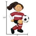 thumbnail image 5 of Ornaments by Elves Personalized Brunette Girl Soccer Player in Red Uniform Ornament 2024 .25lbs, 5 of 10