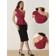 thumbnail image 2 of Blusa sin Mangas para Mujer Peplum Top de un Hombro con Volantes Blusa Elegante borgoña M, 2 of 6