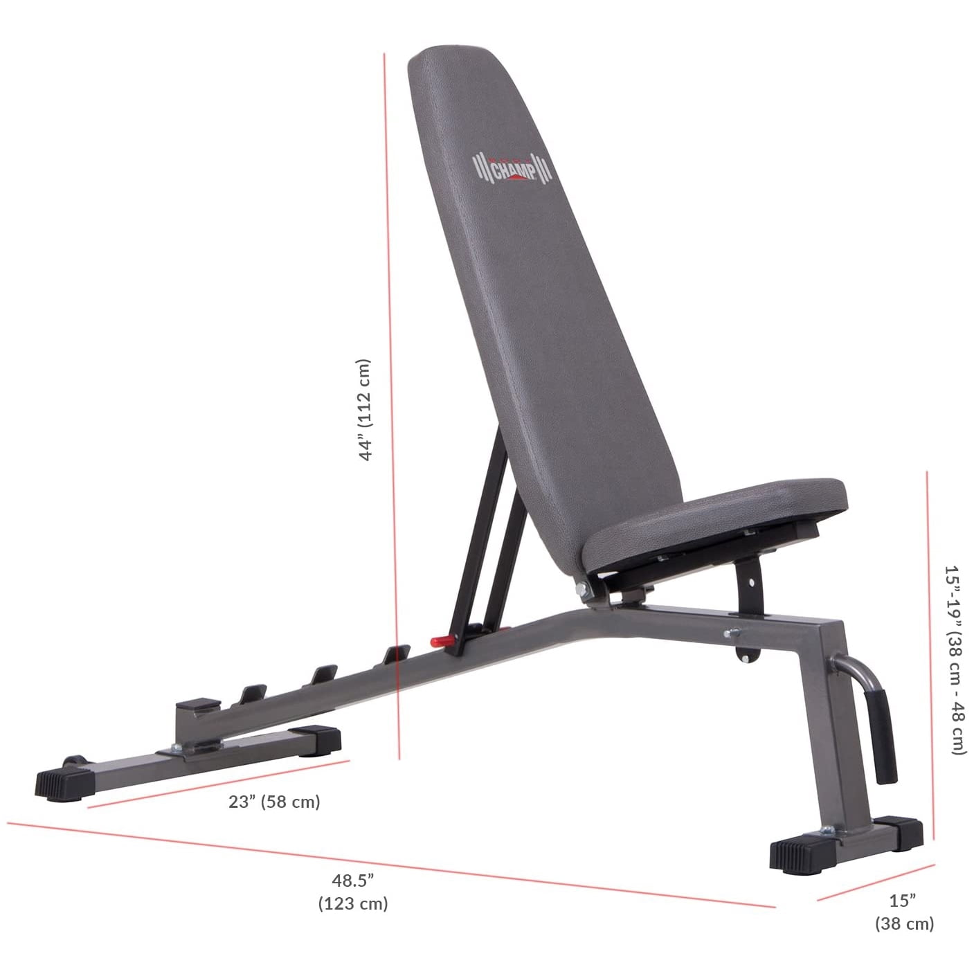 Body Champ PRO3900 Two Piece Set Olympic Weight Bench with Squat Rack, Gray