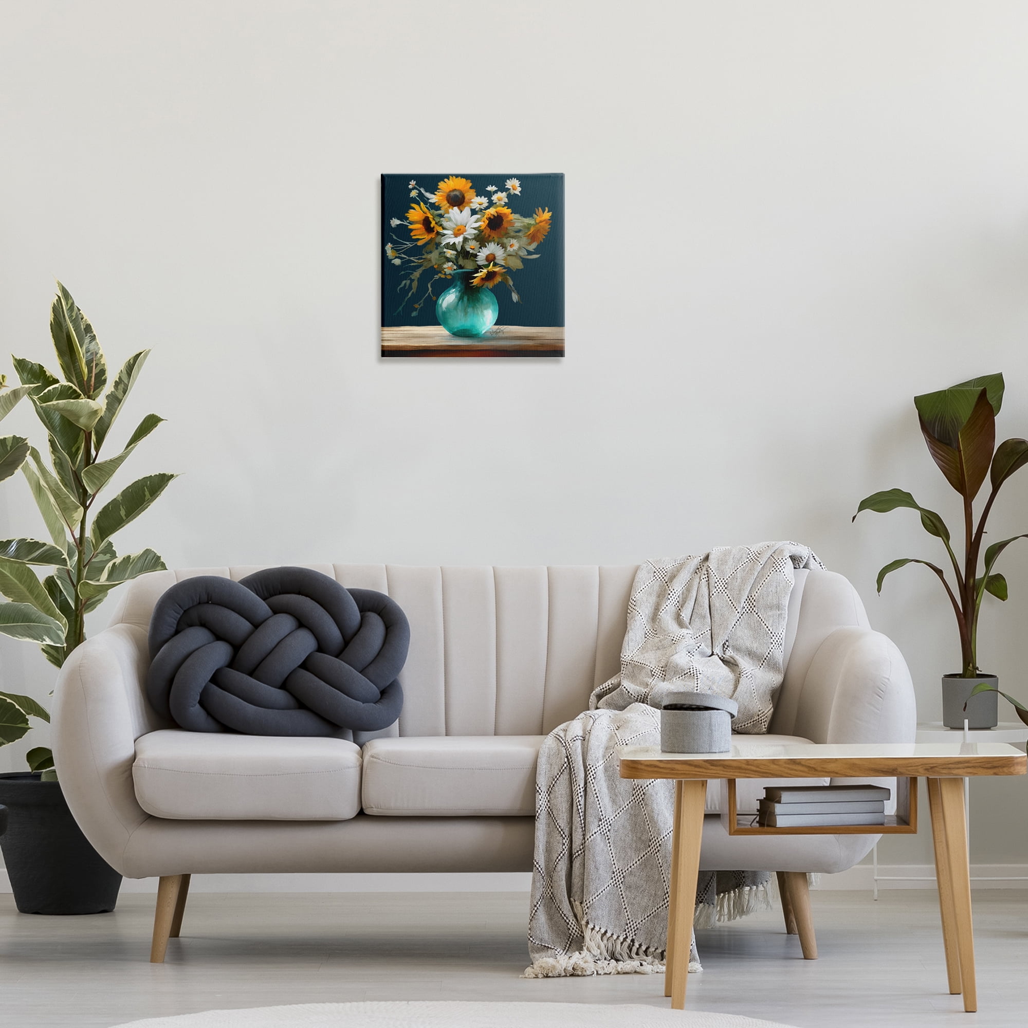 Stupell Industries Summer Sunflower Bouquet Botanical & Floral Painting Gallery Wrapped Canvas Art Print Wall Art, 17 x 17