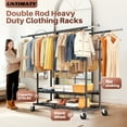thumbnail image 6 of UNTIMATY 670 lbs Heavy Duty Clothes Rack with Wheels and Adjustable Double Rods Stainless-Steel Garment Rack with Mesh Shelf and Adjustable Height Clothes Drying Rack, 75"L×70"H×23"W, 6 of 10