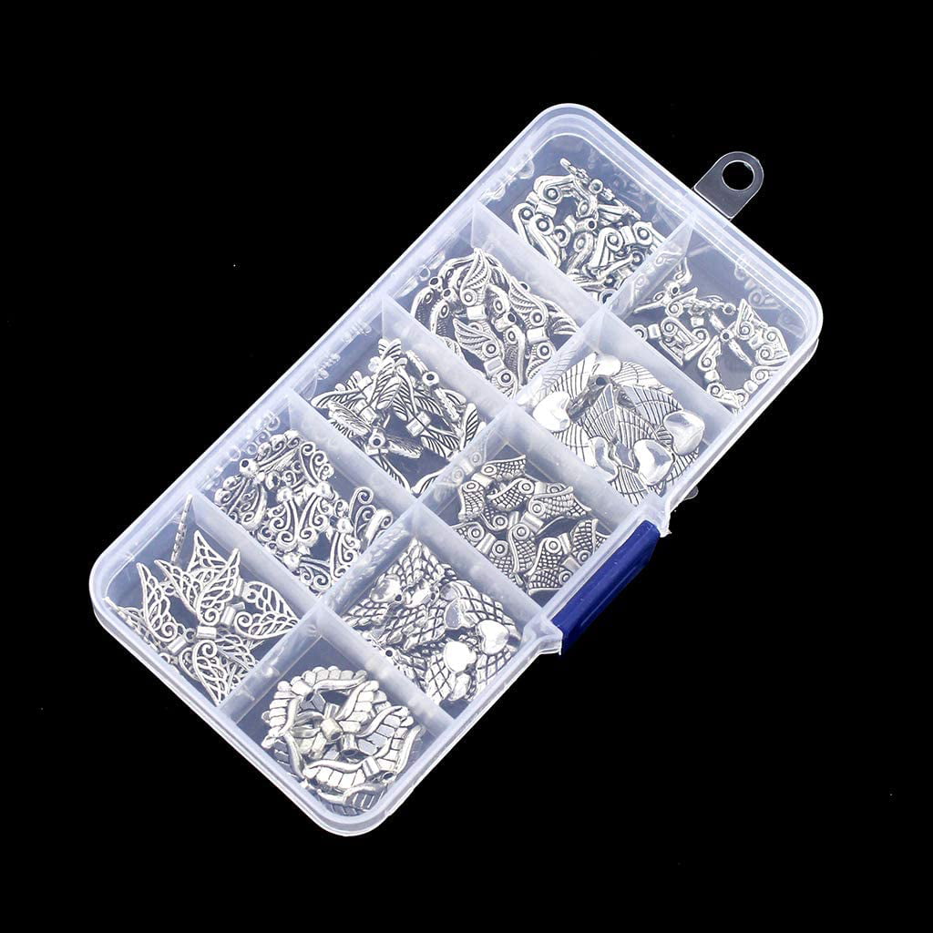 100pcs/Box Assorted Angel Wing Alloy Beads 10 Style Antique Silver Spacer Beads Vintage Style Theme Charms for Jewelry Making Accessories