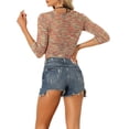 thumbnail image 3 of INSPIRE CHIC Women's Casual V Neck Twist Front Hollow Out Sweater Long Sleeve Knit Crop Top, 3 of 5