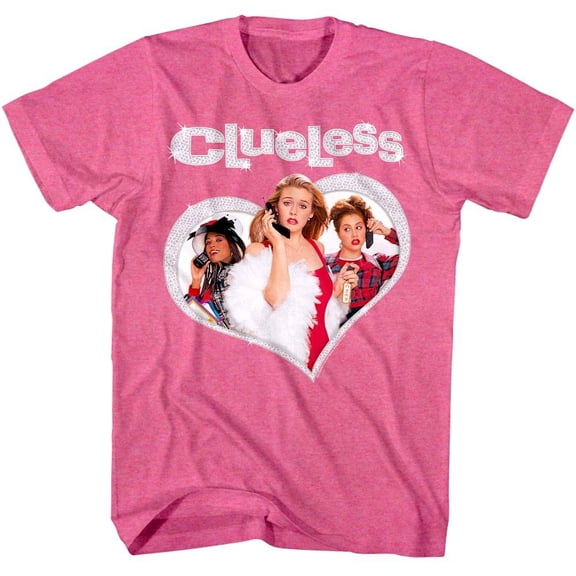 Clueless Bling Heart Men's T Shirt (PinkHeather, AdultL)