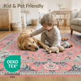 thumbnail image 4 of ODIKA 9'x12' Coral Pink Vintage Ornate Scallop Washable Area Rug Traditional Blossom Spray Frame Antique Petal Detail Low Pile, Flatwoven, for Great Room, Indoor Concept, Large Living, 4 of 7