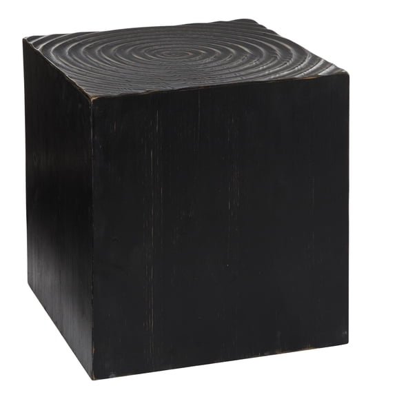 DecMode 16" x 19" Black Wood Intricately Carved Accent Table, 1-Piece