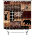 4PCS Merry Christmas Shower Curtain Set with Rugs, Red Buffalo Plaid