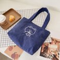 thumbnail image 2 of Bolso De Hombro Bolso de hombro de pana para mujer Bolsos de compras de oso de dibujos animados Totes (Azul), 2 of 5