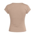 thumbnail image 5 of Daznico Women's V Neck Wrap Front Short Sleeve Slim Fit Basic T Shirt Casual Summer Tops,L, 5 of 5