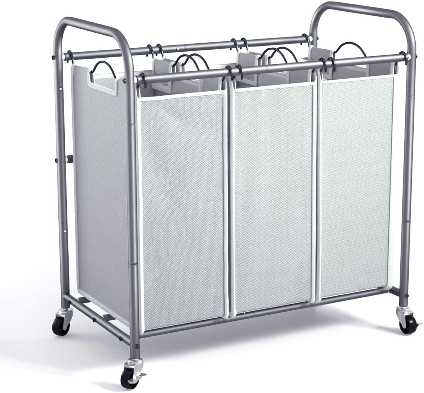Simple Houseware 2-Bag Heavy Duty Rolling Laundry Sorter Cart 