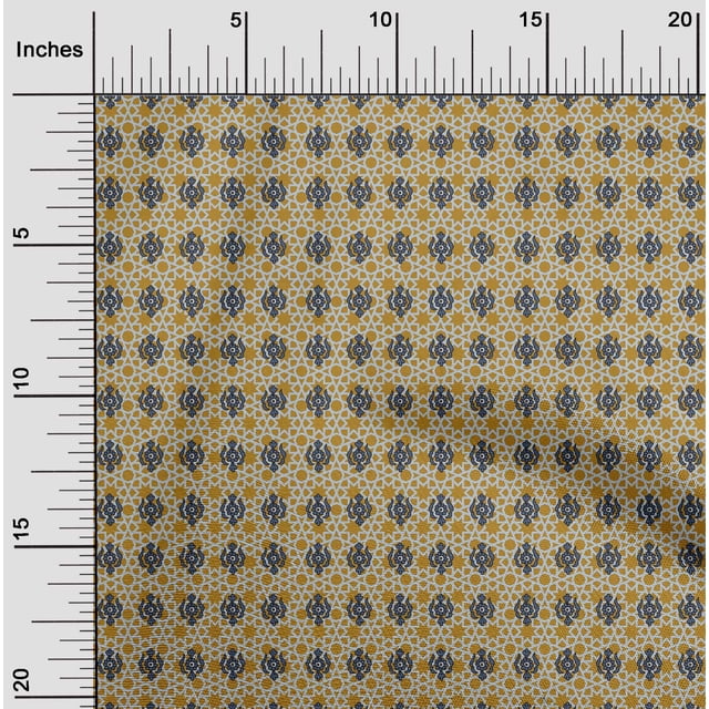 oneOone Silk Tabby Dark Mustard Fabric Geometric & Floral Block Craft Projects Decor Fabric Printed By The Yard 42 Inch Wide