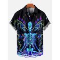thumbnail image 2 of Camisa de cuello vuelto con estampado 3D de luna y cielo nocturno místico vintage para hombre, camisa informal de manga corta, camisas sueltas de verano para niños, 2 of 5