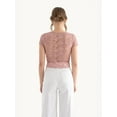 thumbnail image 3 of Flowers Embroidered Round Neck Mesh Top, 3 of 4