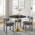 thumbnail image 2 of Modway Lippa 39.5" Modern Metal & Artificial Marble Dining Table in Gold/Black, 2 of 8