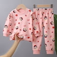 thumbnail image 1 of Honeeladyy - Conjunto de 2 pijamas de verano para bebé, niño y niña, de color liso, fino, de manga larga, con pantalones elásticos, para actividades al aire libre (rosa, 5-6 años), 1 of 3