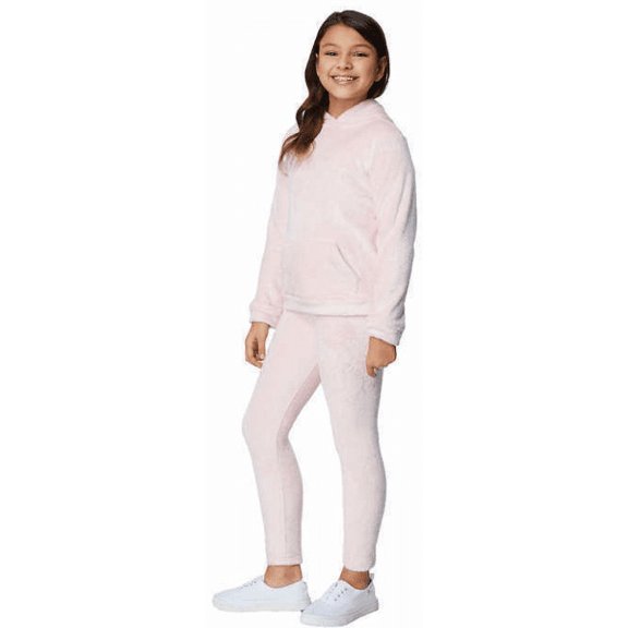 32 Degrees Girls Stretch Plush Hoodie/Leggings Set- Pink, 3/4