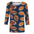 thumbnail image 4 of Gamivast Game Day Shirts Women Plus Size 3/4 Sleeve Football Print Tunic Blouse Trendy Crew Neck Drop Shoulder Sweatshirts Holiday Going Out Tops, 4 of 5