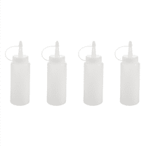 4X Plastic Squeeze Bottle Condiment Dispenser Ketchup Mustard Sauce Clear White 6Oz