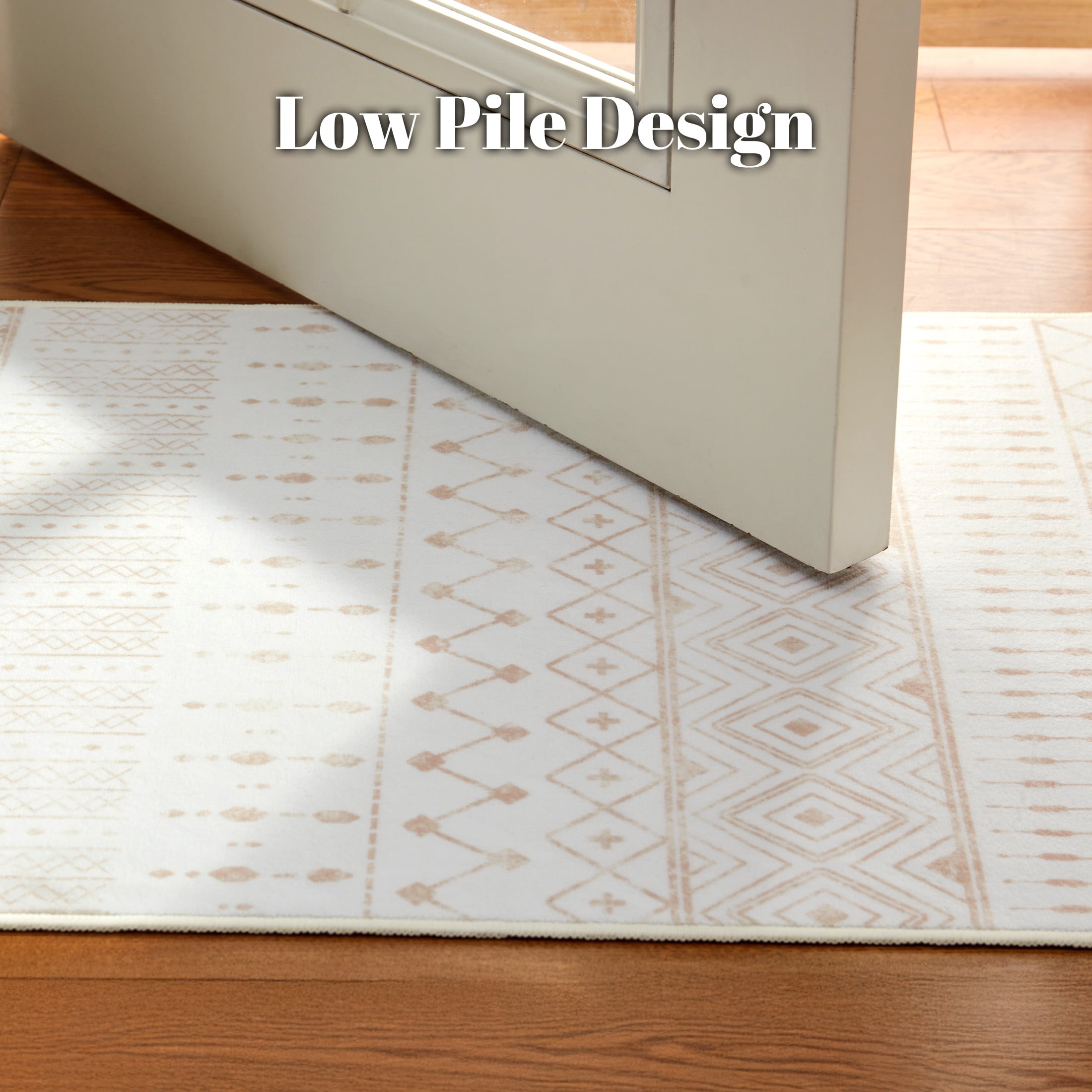 Sonive Beige Boho Area Rug 6ft x 9ft, Low Pile Non Slip, Accent Rugs for Living Room Bedroom