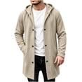thumbnail image 6 of Men's Winter Pockets Coat Solid Color Hooded Coats Long Sleeve Jacket Outwear for Man, 6 of 7