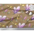 thumbnail image 3 of Soimoi Brown Cotton Voile Fabric Leaves & Magnolia Floral Print Fabric by Yard 42 Inch Wide, 3 of 3